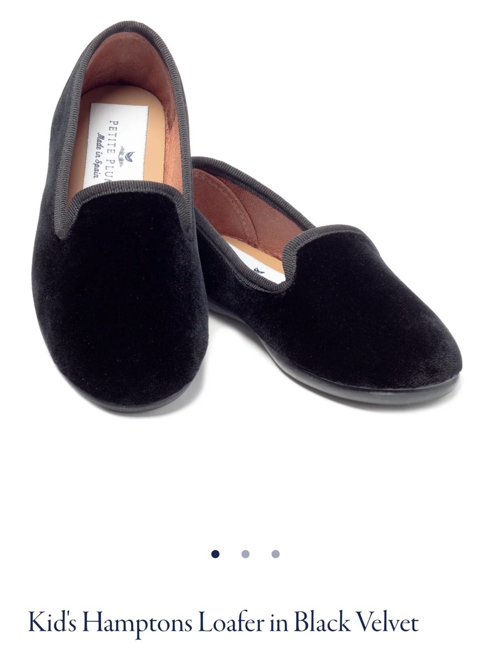 Petite Plume Boys Hamptons Loafer in Black Velvet size 29